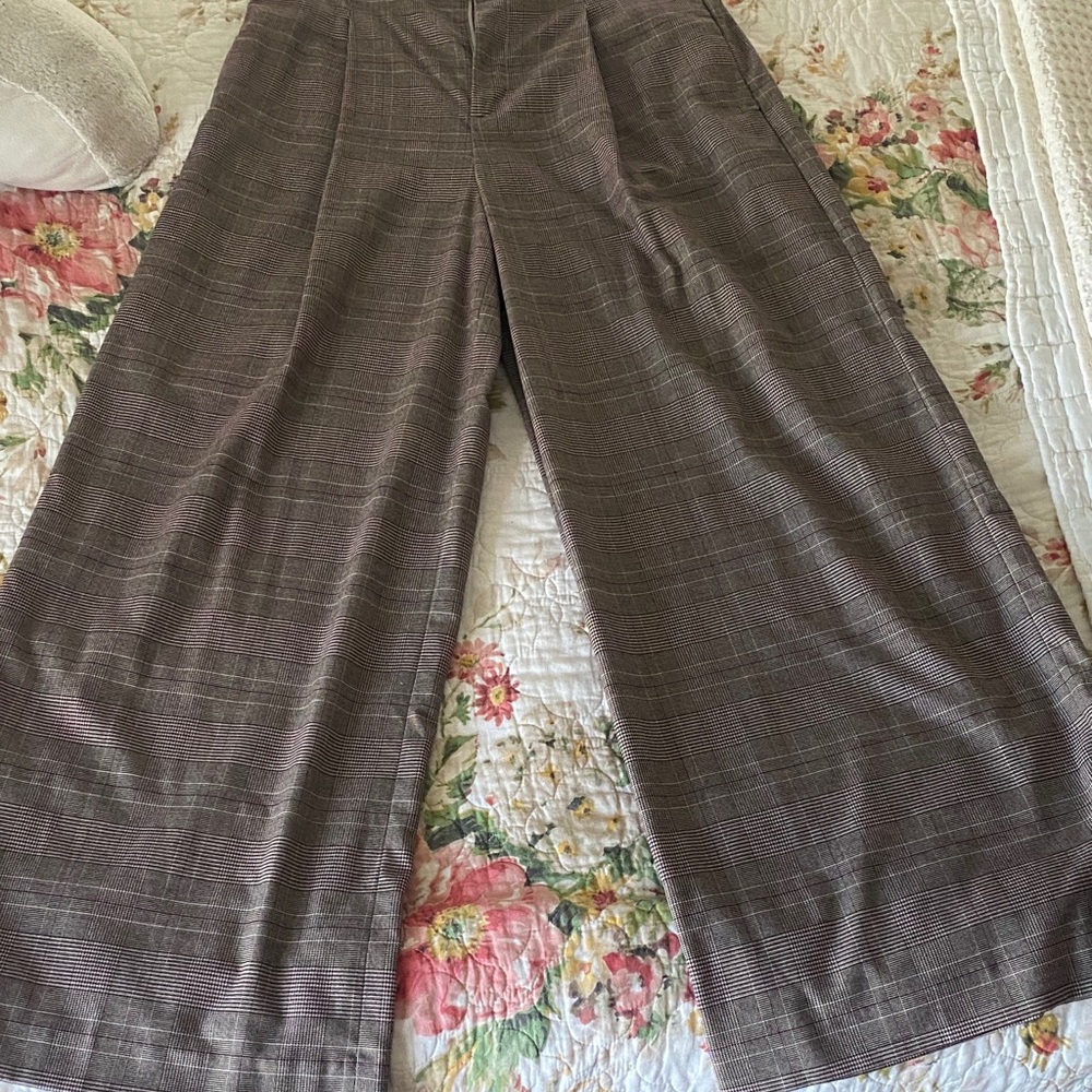 Banana Republic Women's Wide-Leg pleated Plaid Pants